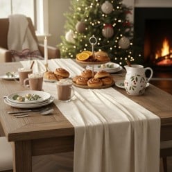 Runner Tavola Velluto Bianco Aletheia made in Italy artigianale