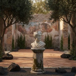 Vaso Scultura Busto Classico in Cemento | Per Interni ed Esterni (H 38 cm)
