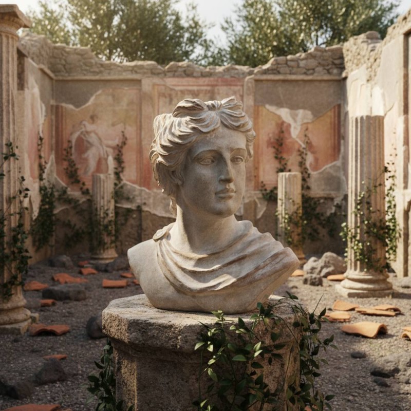 Vaso Scultura Busto Classico in Cemento | Per Interni ed Esterni (H 38 cm) foto da catalogo