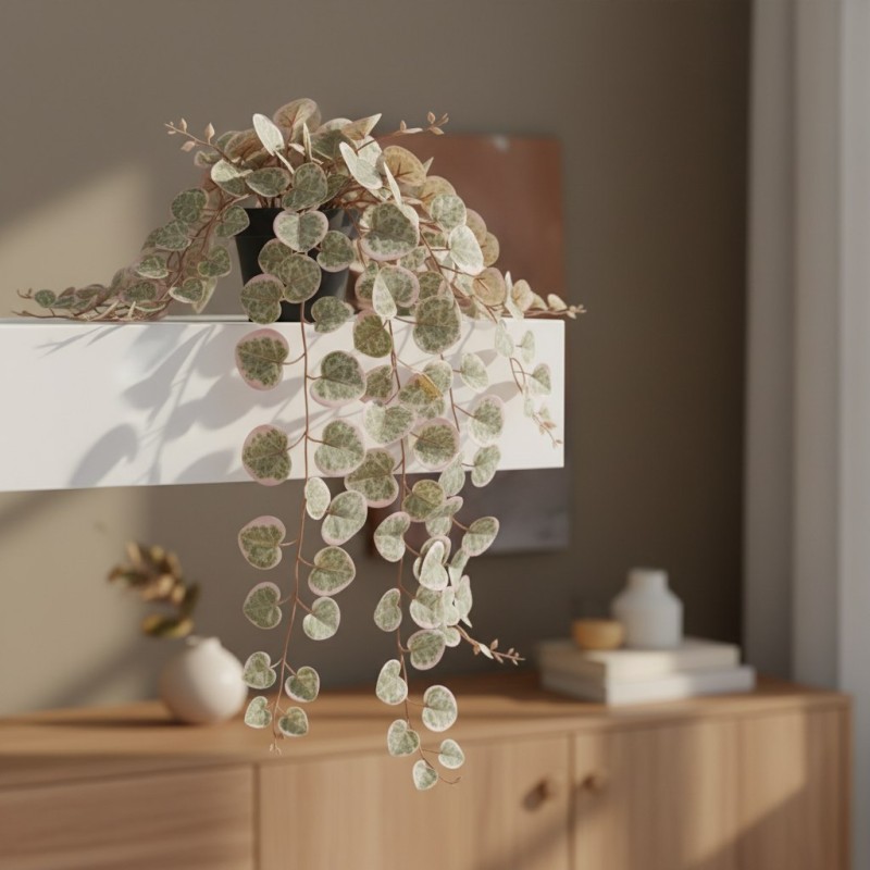 Ceropegia Variegata in Vaso H40 | Sfumatue Rosa | Pianta Pendente Artificiale EDG