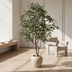 Ficus Beniamino Vogue XXL H240 cm | Pianta Artificiale di Lusso | EDG