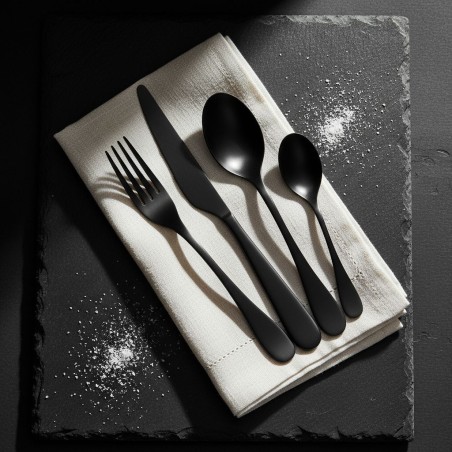 Posate in nero satin - Set da 24 pezzi in acciaio inox