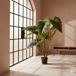 Alocasia Artificiale con Vaso | Pianta Tropicale | H90 - H196 cm EDG