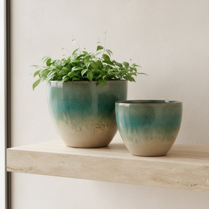 Set 2 Vasi Glaze Sfumati H28+H23 | Ceramica Enzo de Gasperi (EDG) verde acqua Set 2 Vasi Glaze Sfumati H28+H23 | Ceramica Enzo de Gasperi (EDG) verde acqua