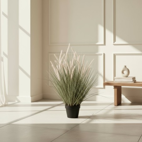 Festuca Artificiale con Amenti Rosa C/Vaso | Erba Ornamentale H90 cm | EDG
