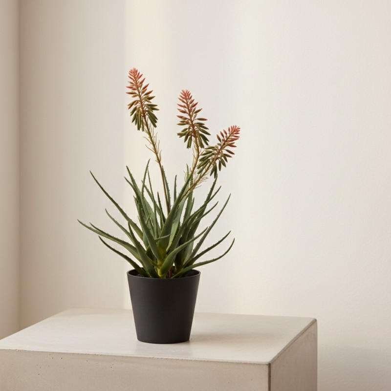 Aloe Artificiale con Fiori Arancio H50 cm | Pianta Fiorita EDG Aloe Artificiale con Fiori Arancio H50 cm | Pianta Fiorita EDG
