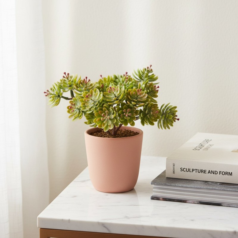 Crassula Ovata Artificiale H12 cm verde rosa | Enzo de Gasperi Crassula Ovata Artificiale H12 cm verde rosa | Enzo de Gasperi