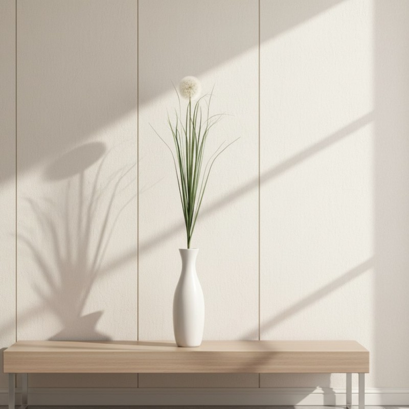 Ramo di Festuca Tarassaco Artificiale H100 cm | Stelo di Design Minimalista con vaso