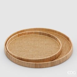 Set 2 Vassoi Rattan Naturali (D51+D40) | Vassoio Rotondo Intrecciato