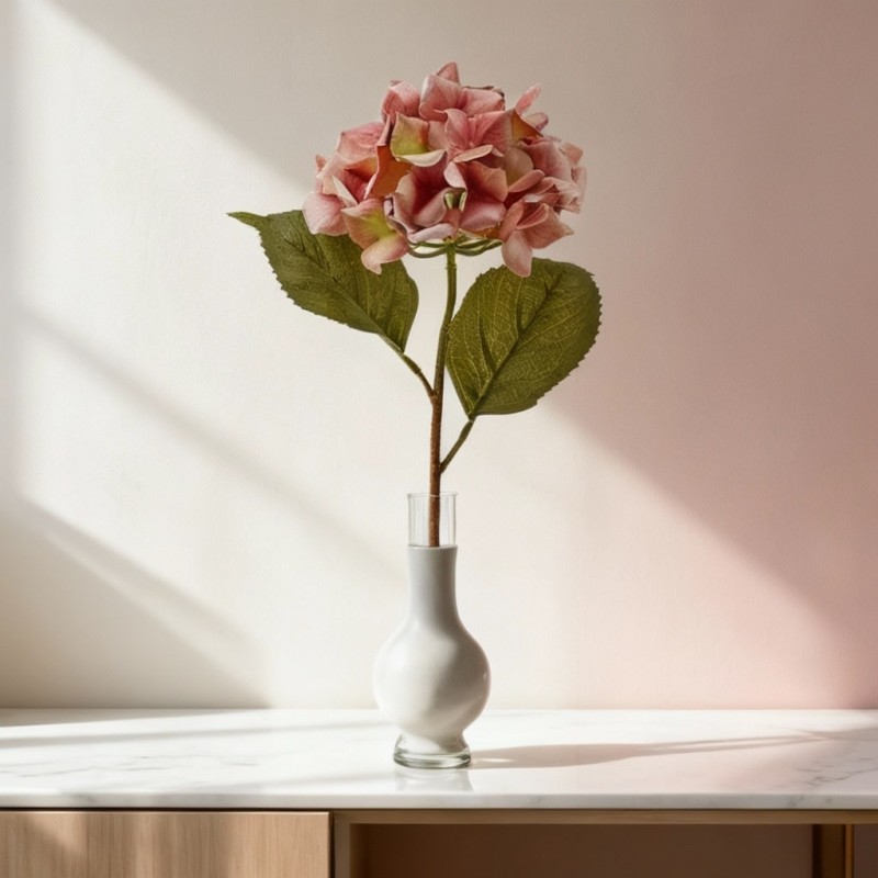 Ramo di Ortensia Artificiale Époque H53 cm | Fiore Light Peach EDG