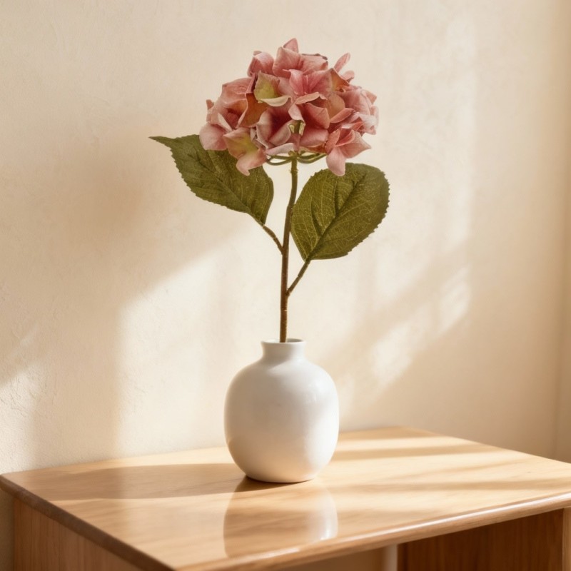 Ramo di Ortensia Artificiale Époque H53 cm | Fiore Light Peach di Lusso | Enzo de Gasperi (EDG)