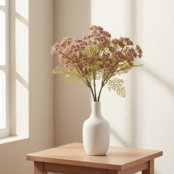 Mazzo di Seseli Artificiale con Foglie | Fiore Selvatico Decorativo H44