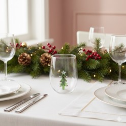 Set 2 Bicchieri Albero di Natale in Vetro | Bicchieri Natalizi Acqua/Whisky