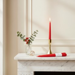 Set 2 Candele a Stelo Liscio Rosse Lunghe per Atmosfera EDG