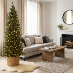 Albero di Natale Pino Slim EDG 210 cm | Modello Salvaspazio con LED