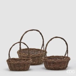 Set 3 Ceste Willow Rotonde con Manico Porta Regali o Copri Vaso EDG
