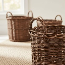 Tre Ceste Willow Rotonde con Manico H41 D48 cm Porta Legna o Copri Vaso EDG