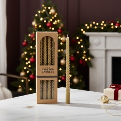 Set 4 Candele dorate a Stelo Twist a Spirale | Design Enzo De Gasperi