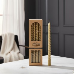 Set 4 Candele dorate a Stelo Twist a Spirale | Design Enzo De Gasperi