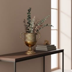 Vaso a Coppa con Manici H34 cm | Fioriera Centrotavola Classica EDG lemoirehome