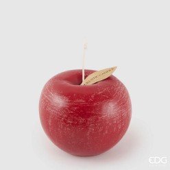 Candela Decorativa a Forma di Mela H7 D9 cm in Rosso e Verde EDG