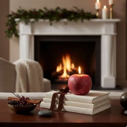 Candela Decorativa a Forma di Mela H7 D9 cm in Rosso e Verde EDG