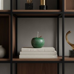 Candela Decorativa a Forma di Mela H7 D9 cm in Rosso e Verde EDG
