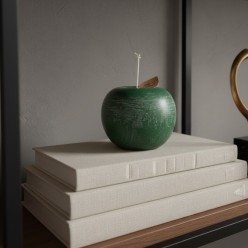 Candela Decorativa a Forma di Mela H7 D9 cm in Rosso e Verde EDG