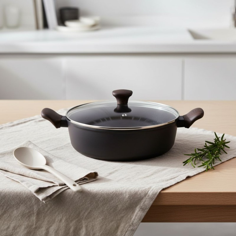 Tegame Casseruola Bassa 28 cm in Ceramica Xeradur con Coperchio | Senza PFAS Tegame Casseruola Bassa 28 cm in Ceramica Xeradur con Coperchio | Senza PFAS