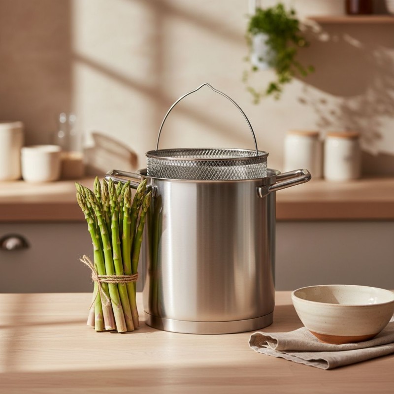 Asparagera in Acciaio Inox 4,5 Litri: La Cottura Verticale Perfetta Asparagera in Acciaio Inox 4,5 Litri: La Cottura Verticale Perfetta