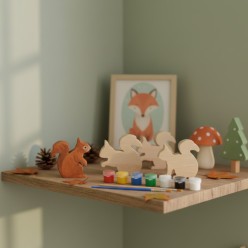 Kit Decorazione 3 Scoiattoli in Legno | Gioco per dipingere| Regalo Creativo