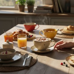Tazza Colazione Weissestal Linea "Cottage": Calore e Unicità Artigianale