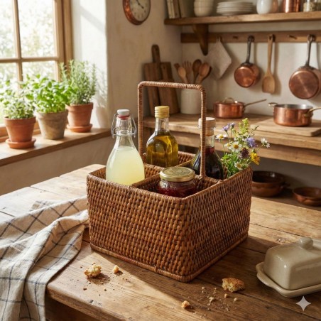 Portabicchieri in Rattan con Manico L'Oca Nera: Stile Country Chic in Tavola