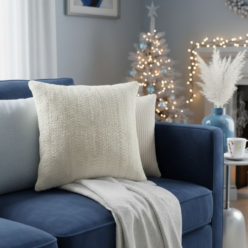 Cuscino Furry Bianco Effetto Nuvola 45x45 cm EDG stile scandinavo