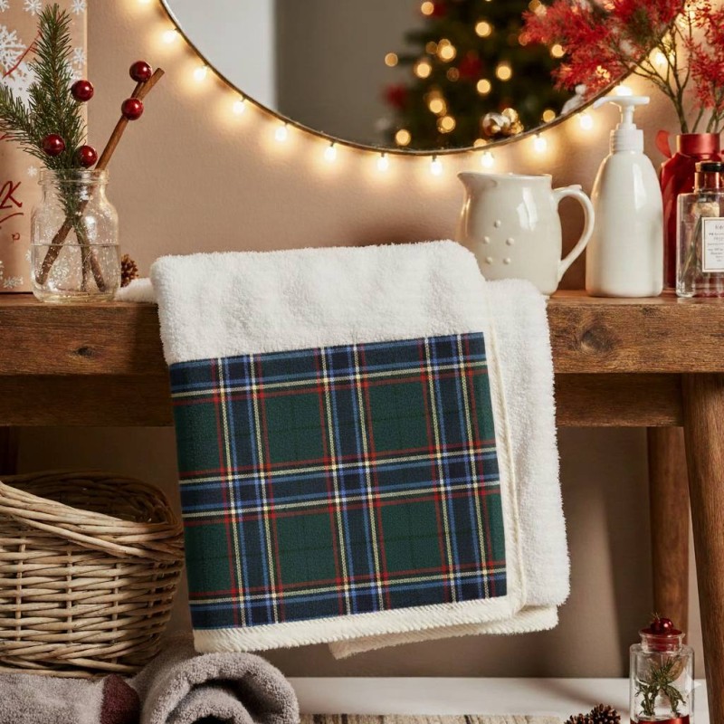 Coppia Asciugamani Viso/Ospite Tartan Crono | Spugna Made in Italy blu