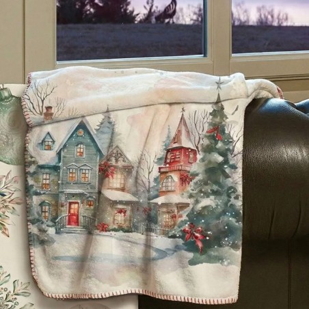 Plaid Natalizio Linea Chōra – Paesaggio Innevato in Ecopile Soft Touch