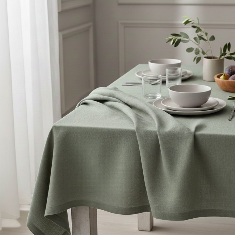 Verde Salvia Tovaglia Antimacchia No Stiro Canvas Riciclato Made in Italy