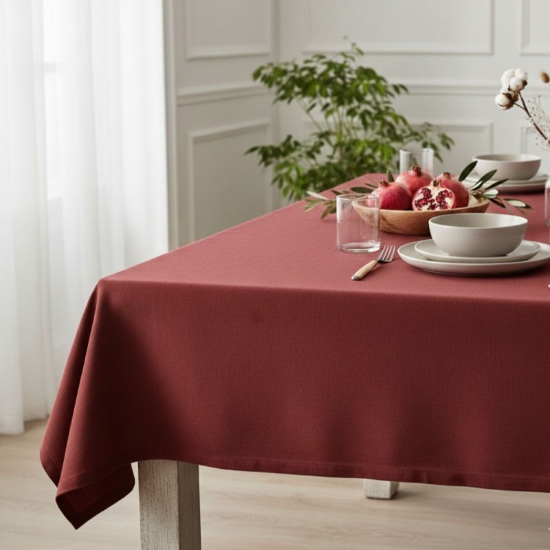 Tovaglia Antimacchia Color Melograno Canvas No Stiro Made in Italy dettaglio Tovaglia Antimacchia Color Melograno Canvas No Stiro Made in Italy dettaglio