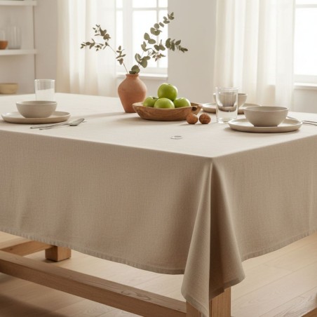 Tovaglia Antimacchia Color Lino Naturale in Canvas Made in Italy LMH