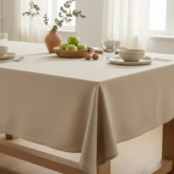 Tovaglia Antimacchia Color Lino Naturale in Canvas Made in Italy LMH