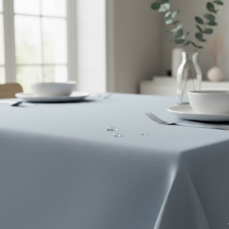Azzurro Polvere Tovaglia Antimacchia Canvas Riciclato Made in Italy