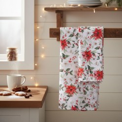 Canovaccio Cotone 50x70 cm Poinsettia Stella Natale Agrifoglio Eleganza
