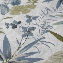 Completo Letto Driadi in 100% Cotone Fantasia Tropicale Verde e Blu
