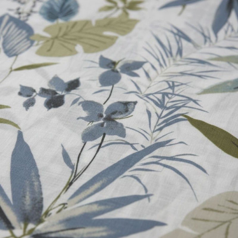 Completo Letto Driadi in 100% Cotone Fantasia Tropicale Verde e Blu lemoirehome Completo Letto Driadi in 100% Cotone Fantasia Tropicale Verde e Blu lemoirehome