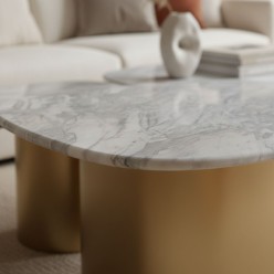 Set Tavolini L'Oca Nera in Marmo Ottone Design Moderno Lemoire Home