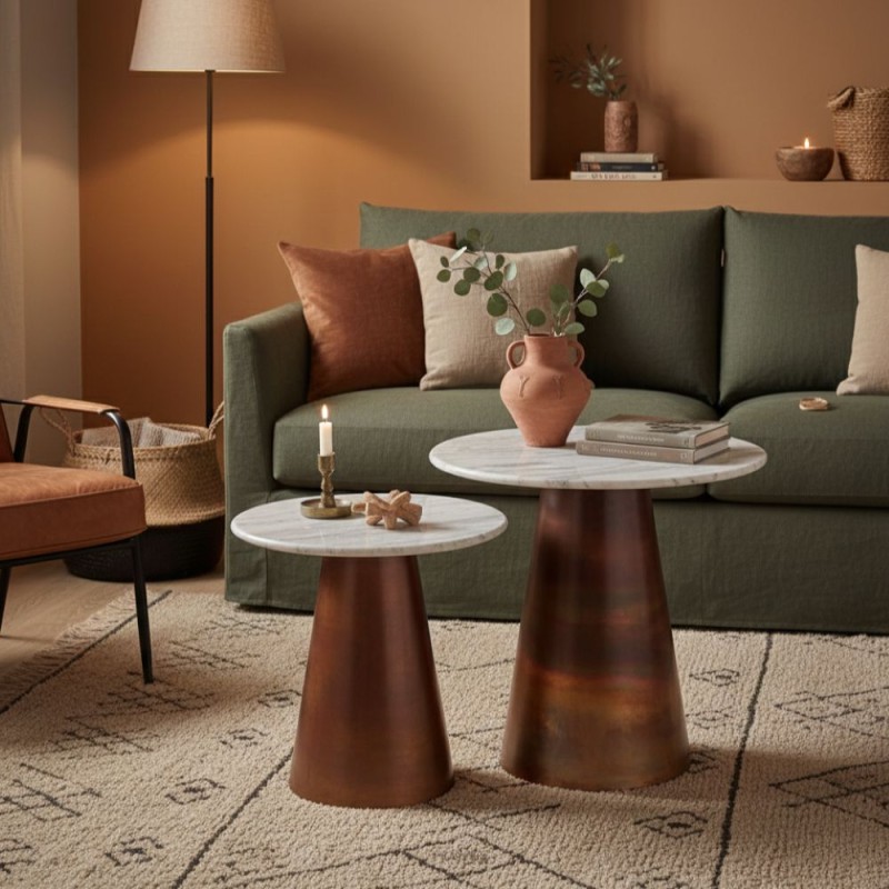 Set Tavolini Conici L'Oca Nera Marmo Rame Design Lemoire Home Set Tavolini Conici L'Oca Nera Marmo Rame Design Lemoire Home