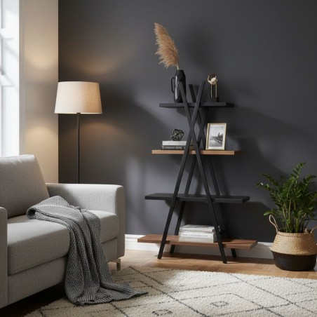Libreria Design Reversibile L'Oca Nera in Metallo Legno 95x30x145h Lemoire Home