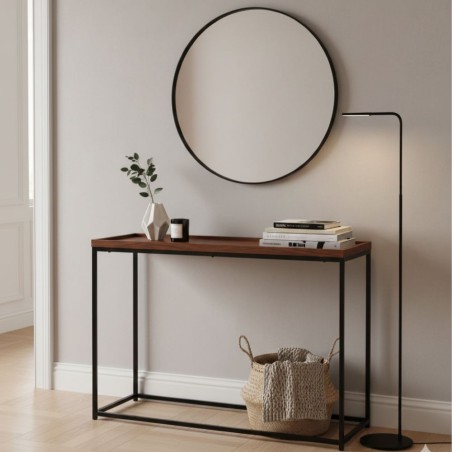 Consolle Design Industrial Chic L'Oca Nera Metallo Nero e Legno Scuro