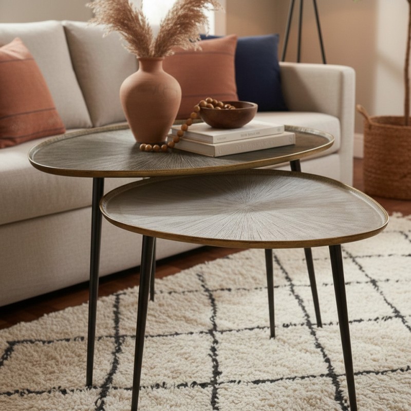 Tavolini di Design L'Oca Nera effetto Alluminio Smaltato | Lemoire Home