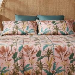 Completo Letto in Raso di Cotone Zoe: Eleganza Floreale stile bohémien